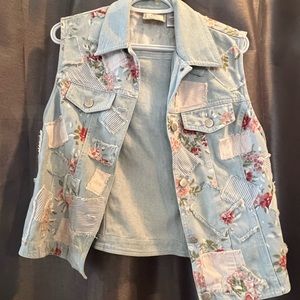 Vintage 90s patchwork denim vest